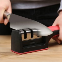 Amazon hot sale easy manual kitchen knife sharpener non slip rubber knife grinder, professional 3 stage kitchen knife sharpening