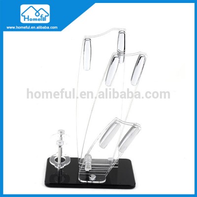 Clearly knife set holder glass kitchen knife block