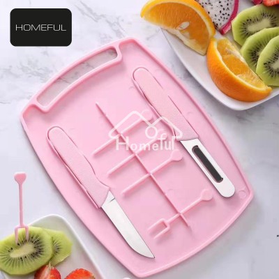 Multifunctional cutting board set with paring knife, peeler and forks