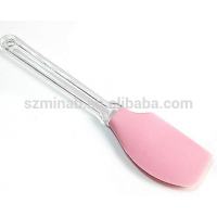 Pink silicone kitchen baking spatula with transparent PS handle (50g)